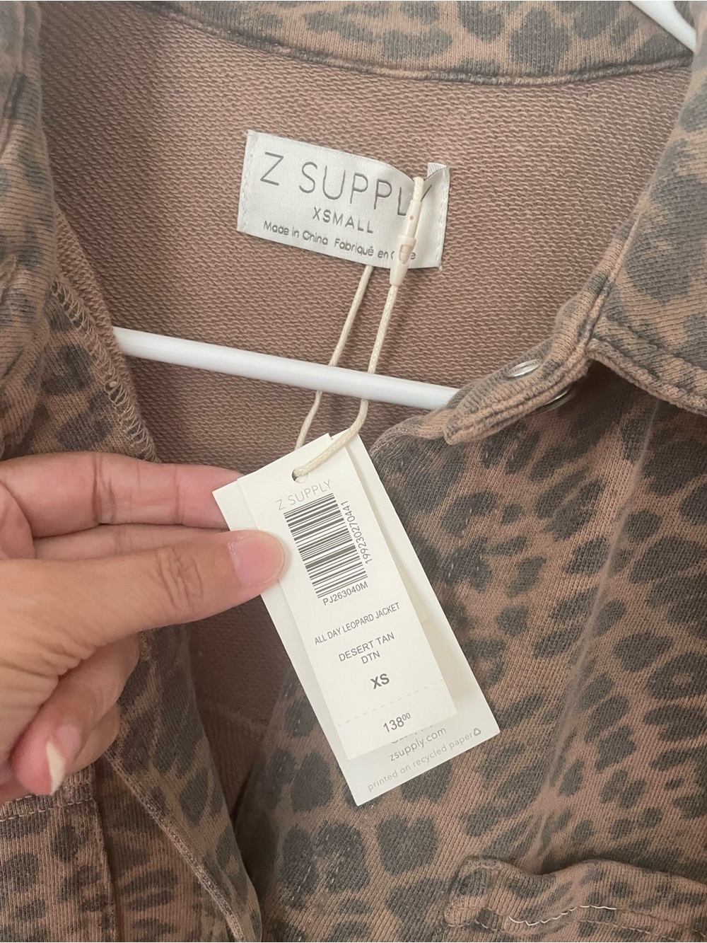 Z Supply XS Oversized Leopard Print Button-Down All Day Knit Denim Jacket NWT - Picture 3 of 7